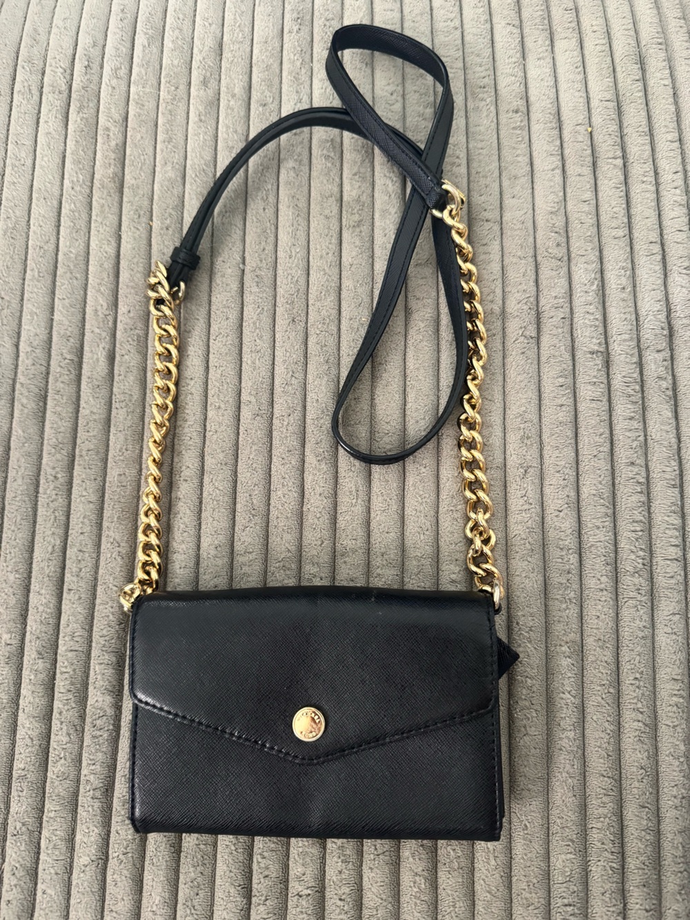 Michael Kors Black Crossbody Wallet with Gold Chain Strap